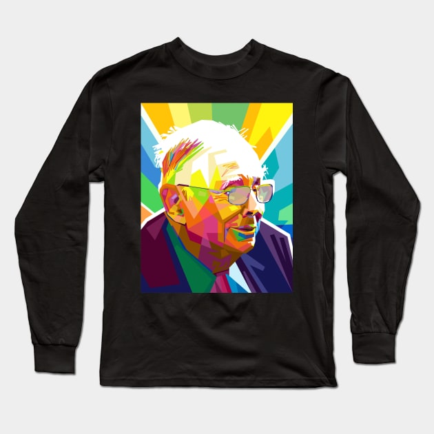 Charlie Munger Artwork Long Sleeve T-Shirt by Vector Baturaja